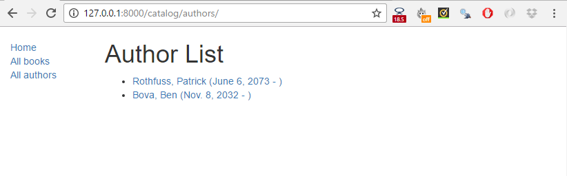 Página de lista de autores
